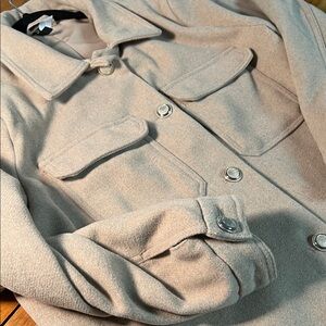 H&M Beige Jacket with Black Collar